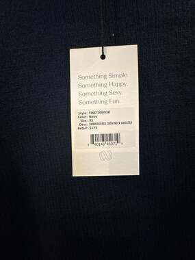 Something Navy Embroidered Crew Neck Sweater Size XS